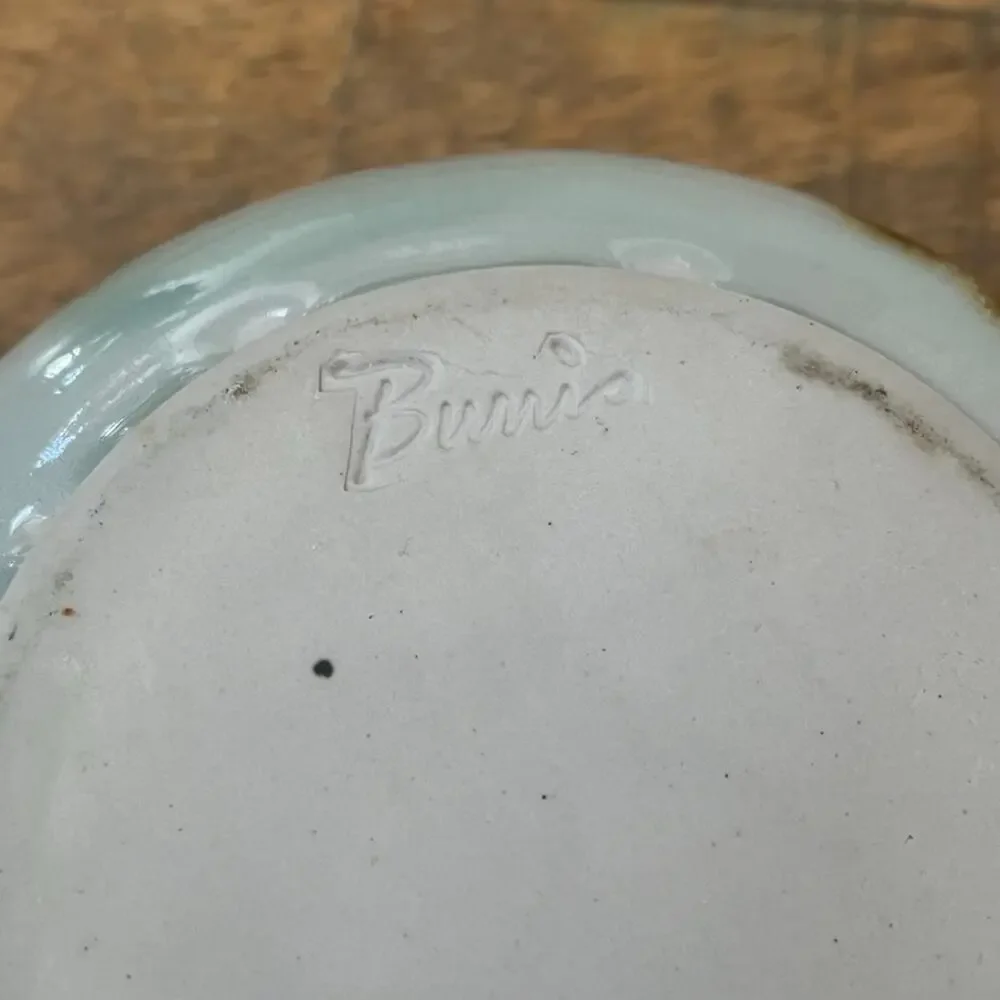 Glenn Burris Ceramic Pottery Round Flat Vase Flower Frog 5